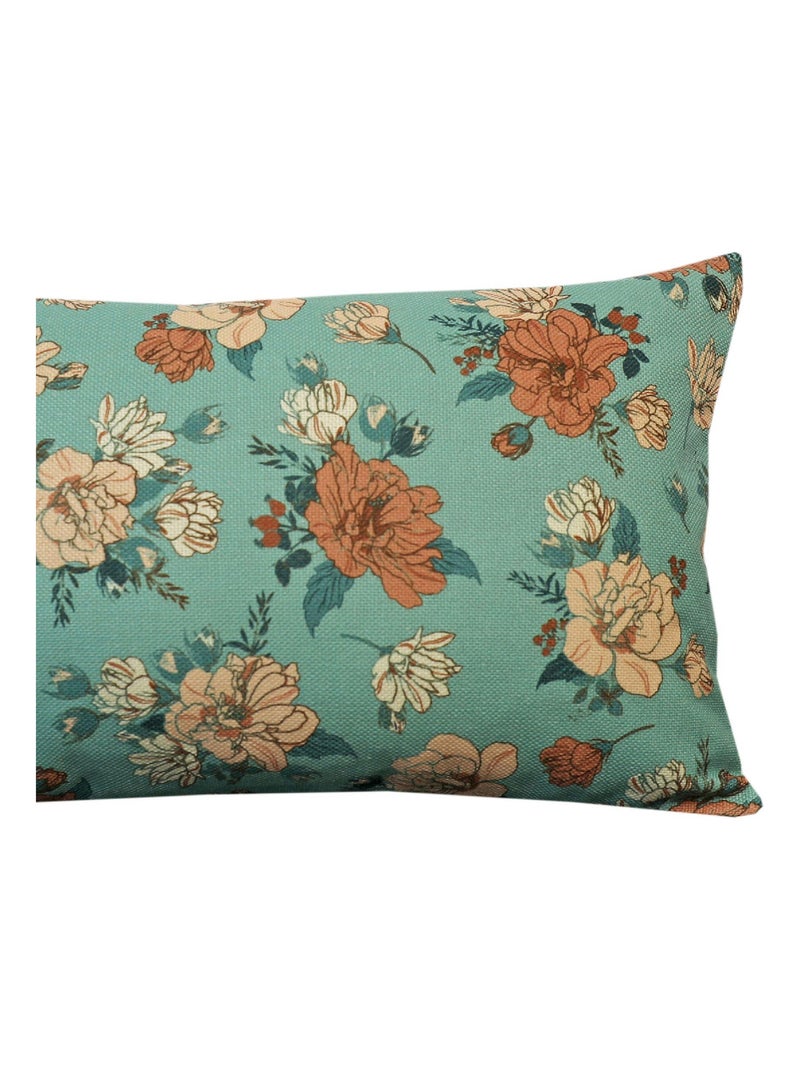 Coussin en polylin imprimé 'Deko&co' Bleu Orange - Kiabi