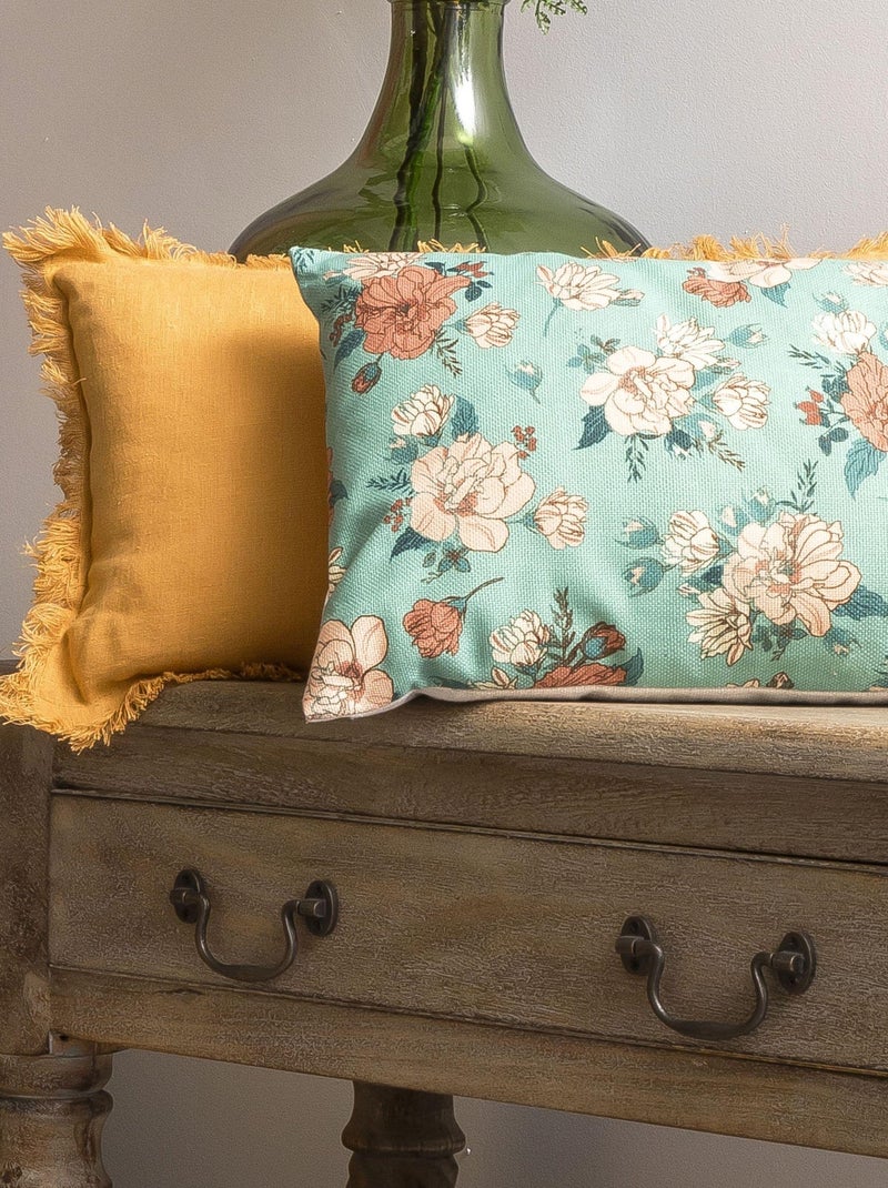 Coussin en polylin imprimé 'Deko&co' Bleu Orange - Kiabi
