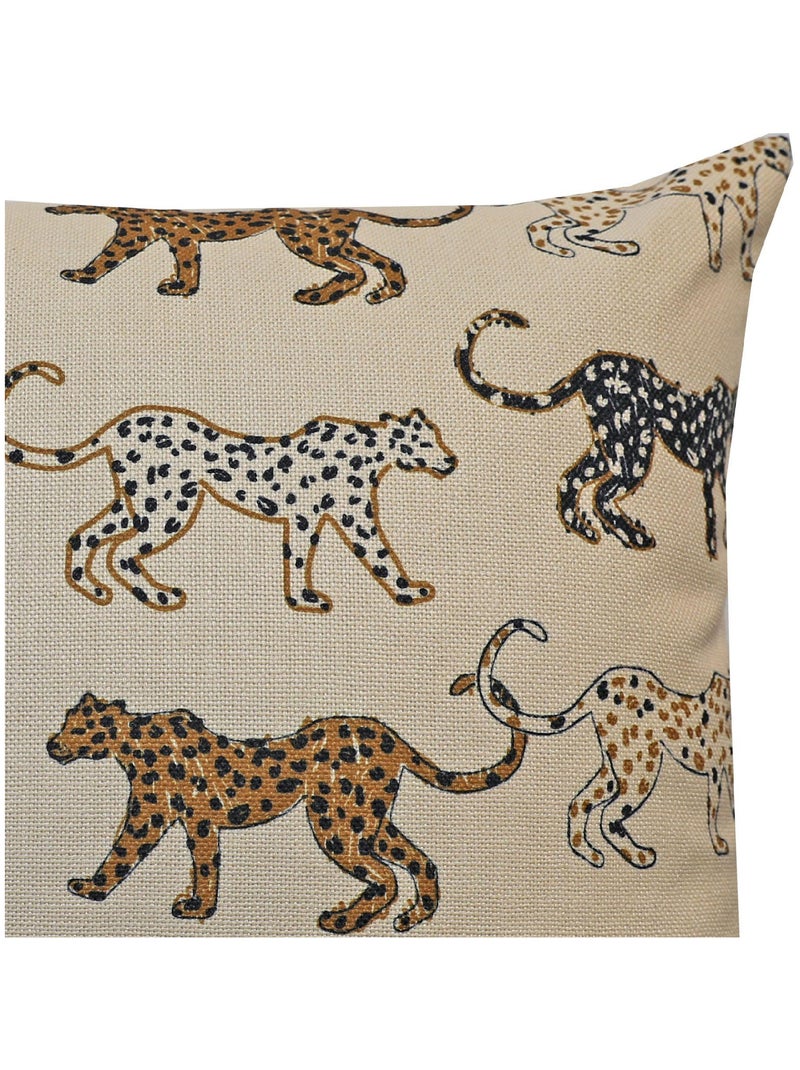 Coussin en polylin imprimé 'Deko&co' Noir Marron Bleu - Kiabi