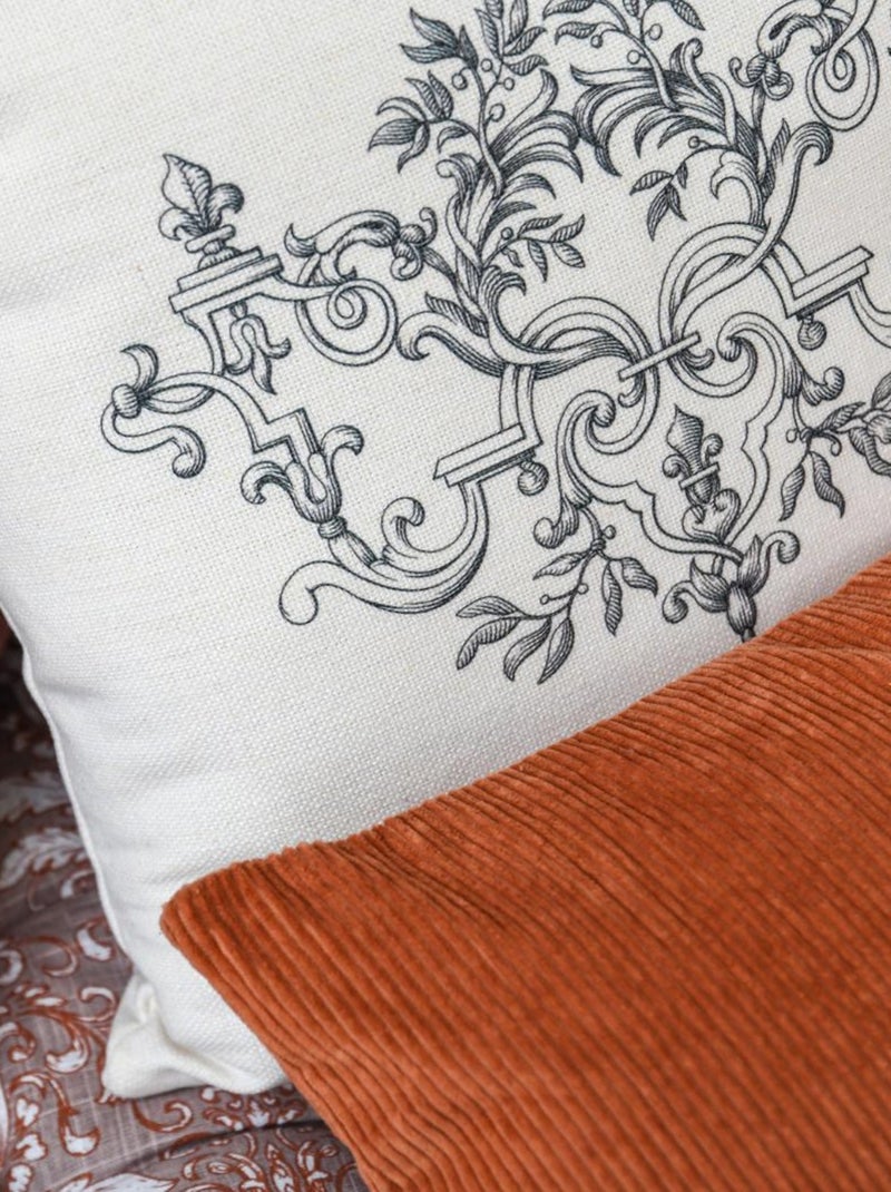 Coussin en polylin SALAMANDRE 'Deko&co' Blanc Gris - Kiabi