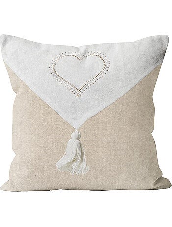 Coussin en pur coton lavé ELENA, par Soleil d'Ocre