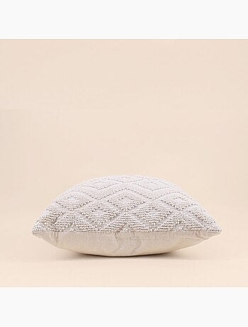 Coussin en tissu beige losanges 40x40cm