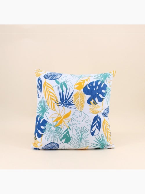 Coussin en tissu blanc motifs tropical 40x40cm - Kiabi