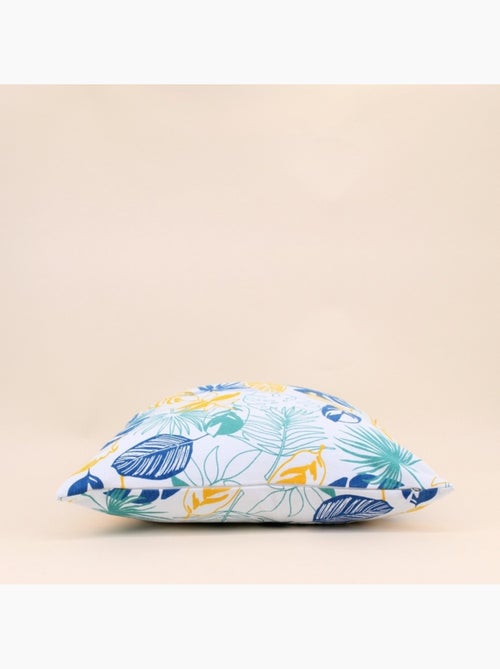 Coussin en tissu blanc motifs tropical 40x40cm - Kiabi