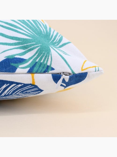 Coussin en tissu blanc motifs tropical 40x40cm - Kiabi