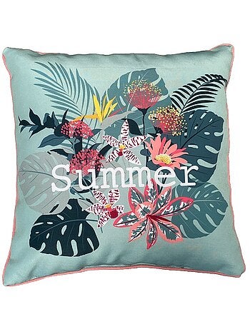 Coussin en tissu déperlant imprimé floral AMAZONIA