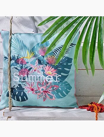 Coussin en tissu déperlant imprimé floral AMAZONIA