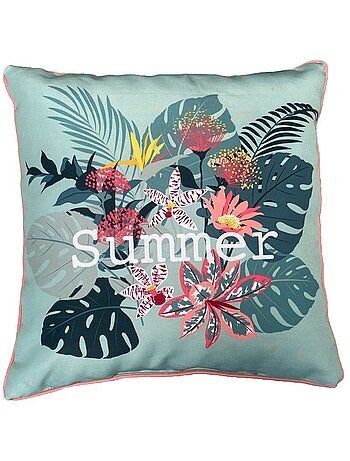 Coussin en tissu déperlant imprimé floral AMAZONIA