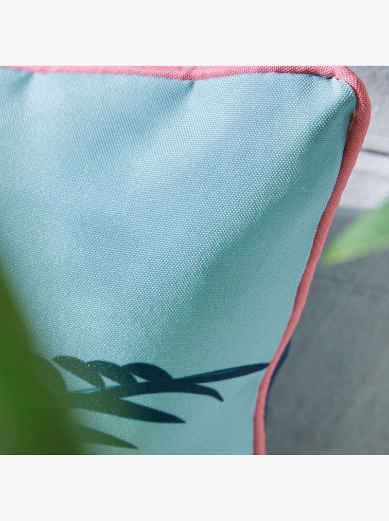 Coussin en tissu déperlant imprimé floral AMAZONIA Bleu - Kiabi