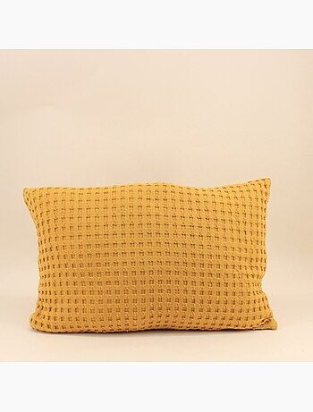 Coussin en tissu gauffré jaune 40x60cm