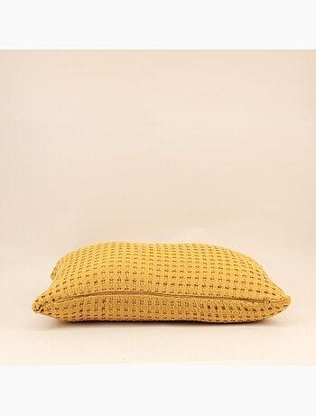Coussin en tissu gauffré jaune 40x60cm