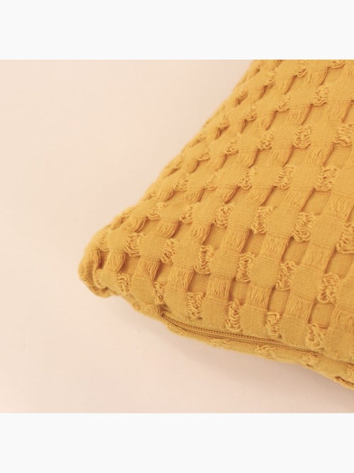 Coussin en tissu gauffré jaune 40x60cm - Kiabi
