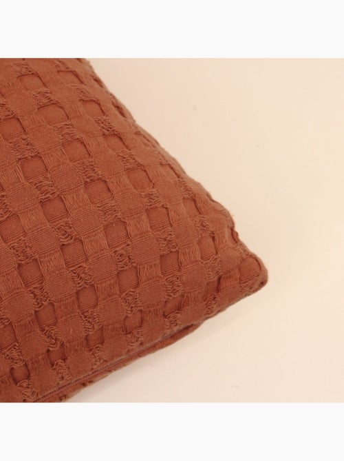 Coussin en tissu gauffré orange 45x45cm - Kiabi