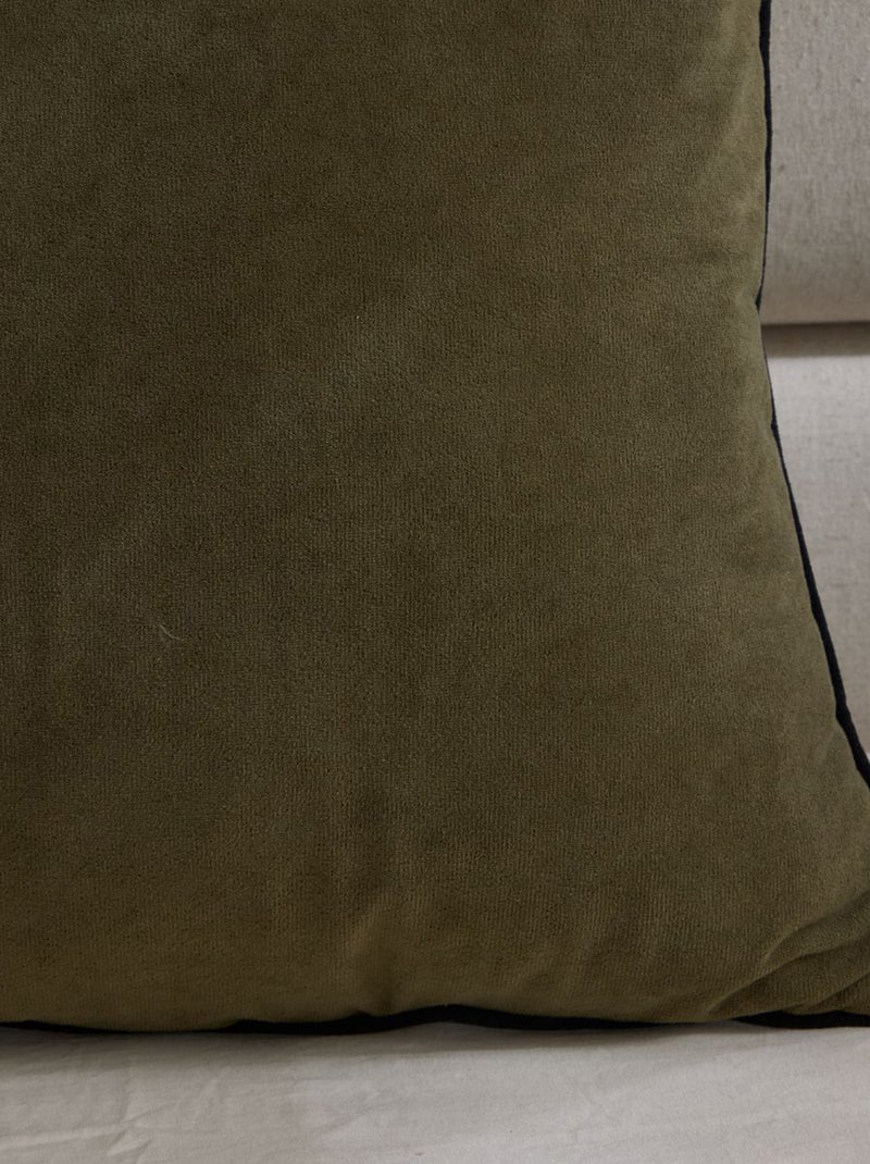 Coussin en velours 45 x 45 cm Kaki - Kiabi