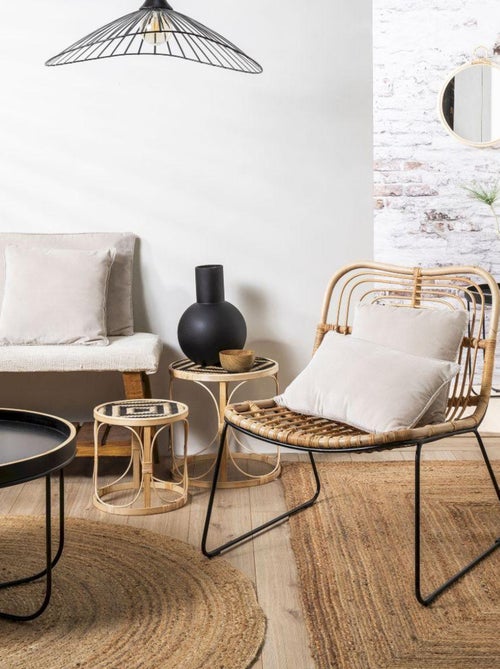 Coussin en velours avec contour perlé 'Deko&co' - Kiabi