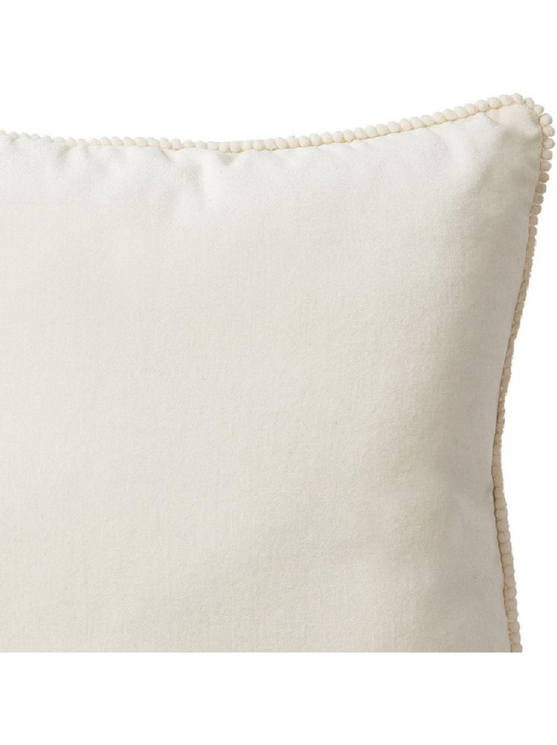 Coussin en velours avec contour perlé 'Deko&co' Ivoire - Kiabi