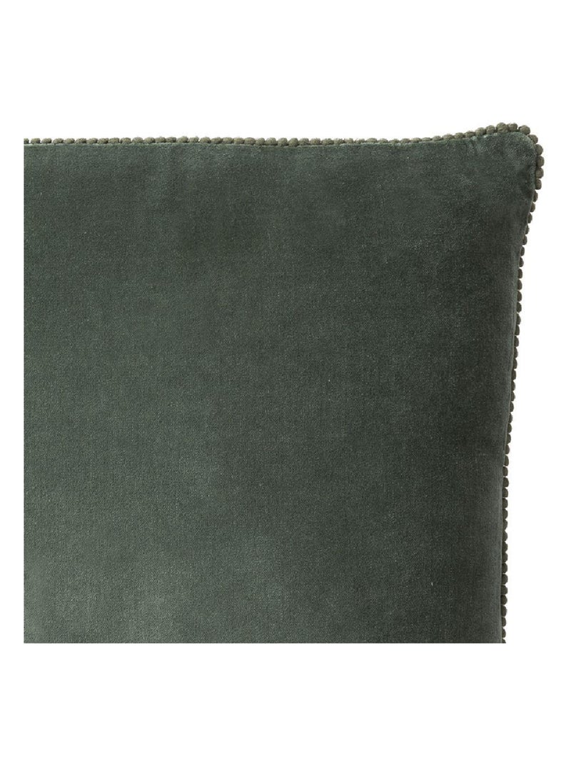 Coussin en velours avec contour perlé 'Deko&co' Kaki - Kiabi