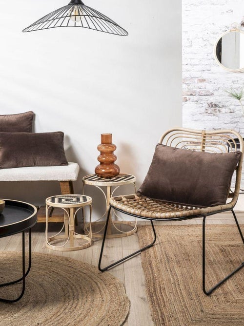 Coussin en velours avec contour perlé 'Deko&co' - Kiabi