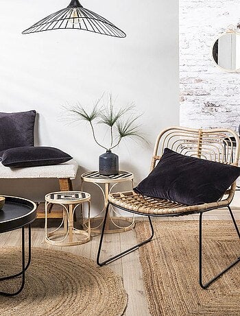 Coussin en velours avec contour perlé 'Deko&co'