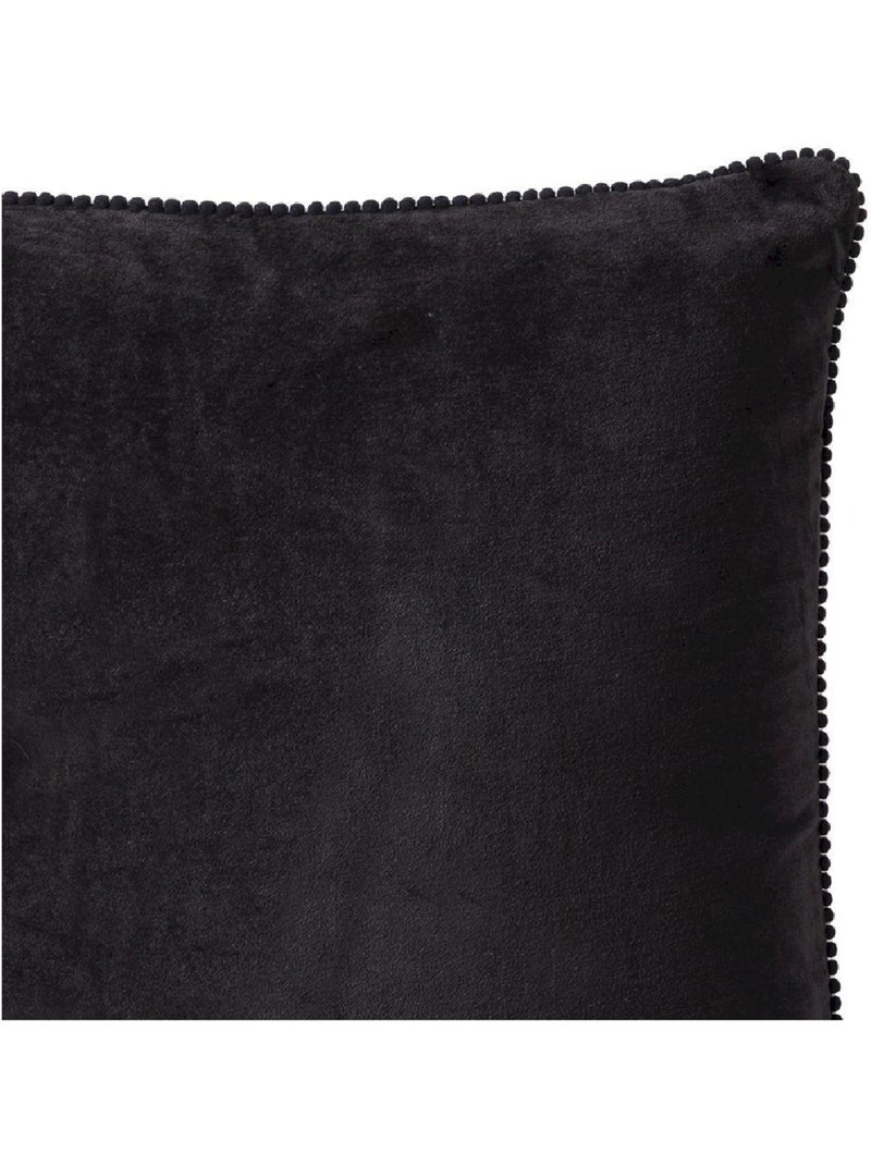 Coussin en velours avec contour perlé 'Deko&co' Noir - Kiabi