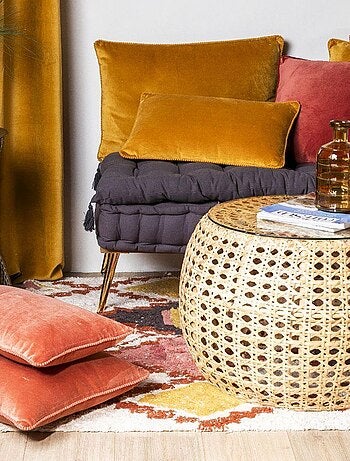 Coussin en velours avec contour perlé 'Deko&co'