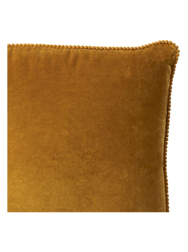 Coussin en velours avec contour perlé 'Deko&co' Orange - Kiabi