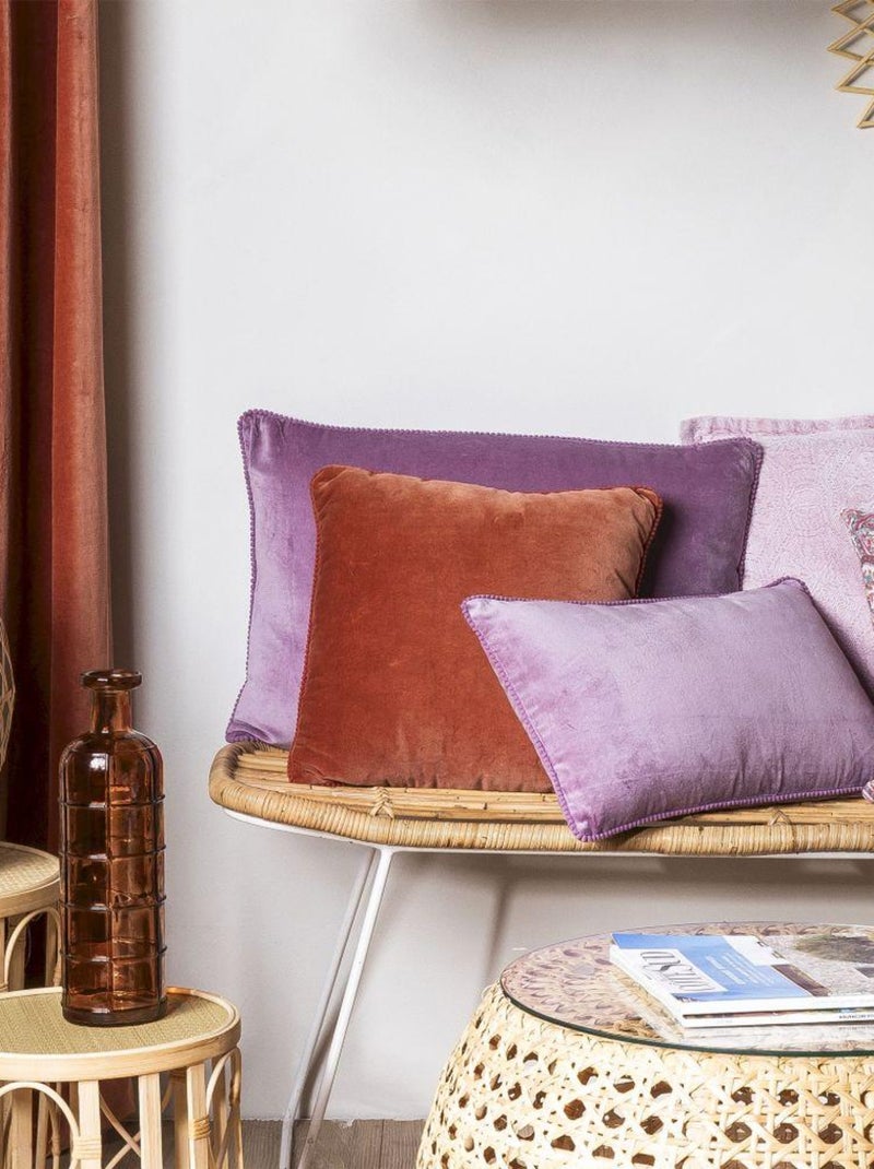 Coussin en velours avec contour perlé 'Deko&co' Parme - Kiabi