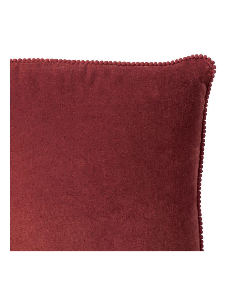 Coussin en velours avec contour perlé 'Deko&co' Rouge foncé - Kiabi