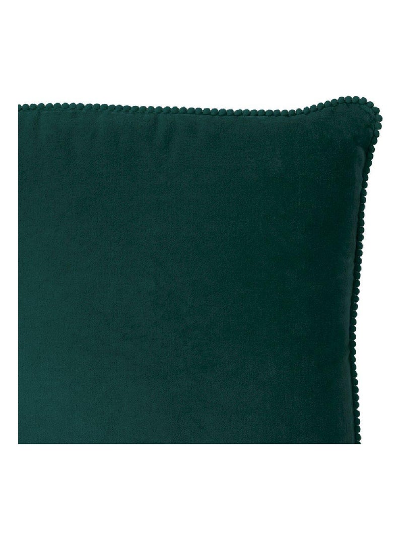 Coussin en velours avec contour perlé 'Deko&co' Vert émeraude - Kiabi