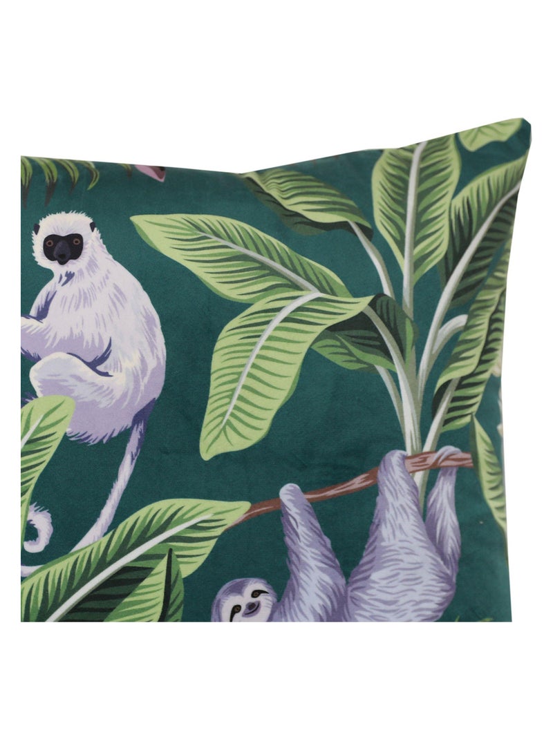 Coussin en velours avec imprimé Monkey 'Deko&co' Gris Vert - Kiabi