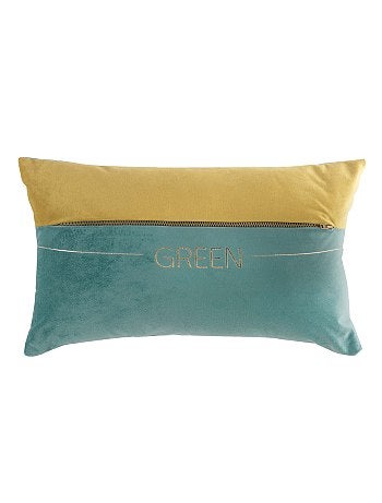 Coussin en velours bicolore