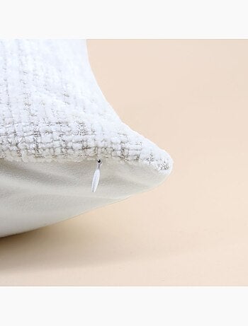 Coussin en velours blanc texturé 40x60cm