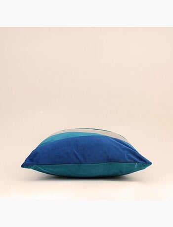 Coussin en velours bleu et doré 40cm