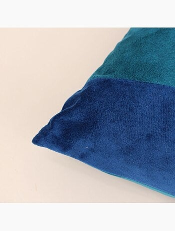 Coussin en velours bleu et doré 40cm