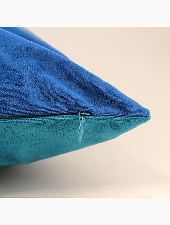 Coussin en velours bleu et doré 40cm