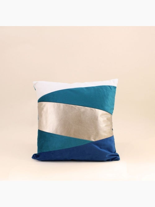 Coussin en velours bleu et doré 40cm - Kiabi Coussin en velours bleu et doré 40cm - Kiabi