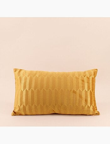 Coussin en velours brodé jaune 30x50cm