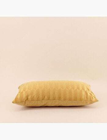 Coussin en velours brodé jaune 30x50cm