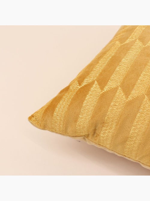 Coussin en velours brodé jaune 30x50cm - Kiabi
