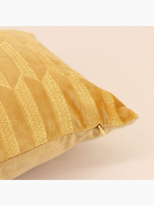 Coussin en velours brodé jaune 30x50cm - Kiabi