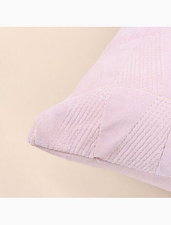 Coussin en velours brodé rose 30x50cm