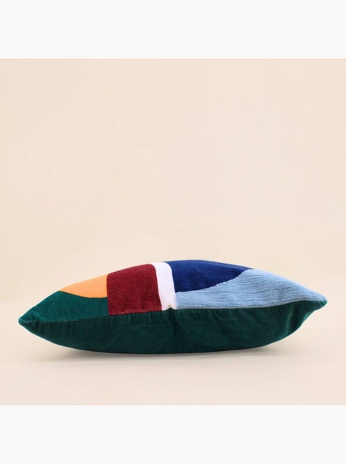 Coussin en velours de coton imprimé rebrodé multicolor 30x50cm - Kiabi