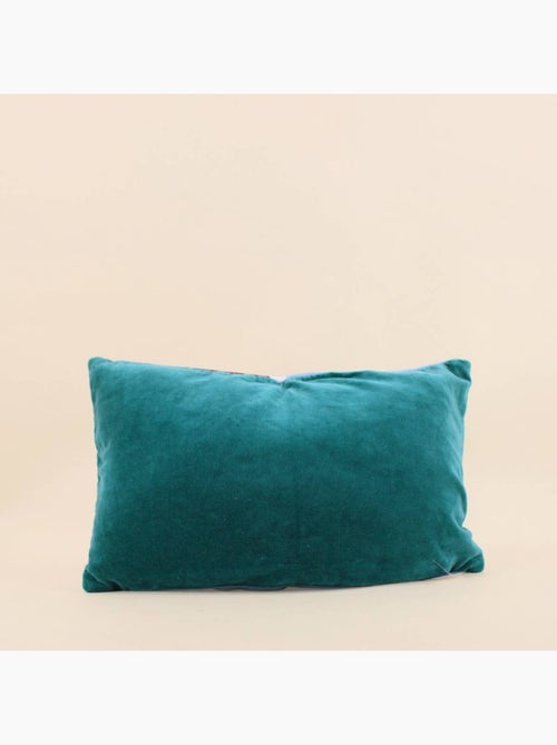 Coussin en velours de coton imprimé rebrodé multicolor 30x50cm - Kiabi