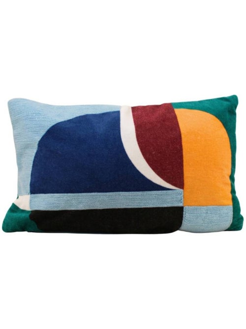 Coussin en velours de coton imprimé rebrodé multicolor 30x50cm - Kiabi