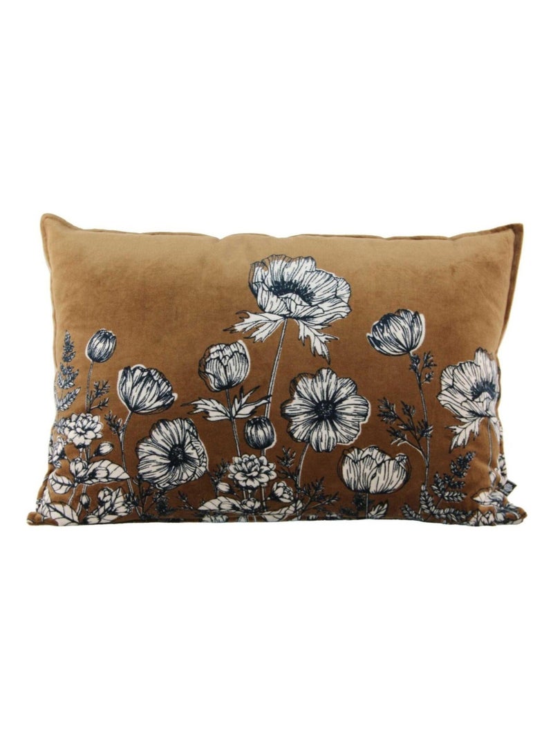Coussin en velours fleuri Vert foncé - Kiabi