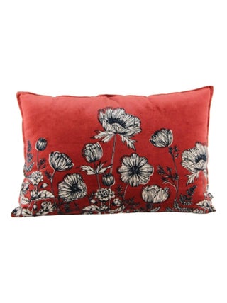 Coussin en velours fleuri