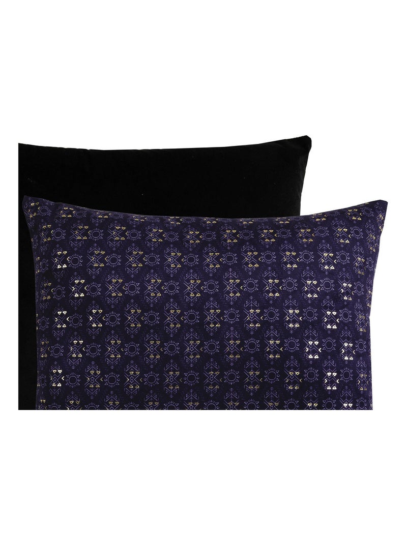 Coussin en velours imprimé LAZARO 'Deko&co' Bleu Noir - Kiabi