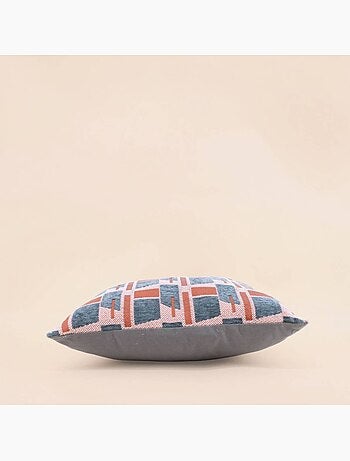 Coussin en velours jacquard motifs géométriques 40x40cm