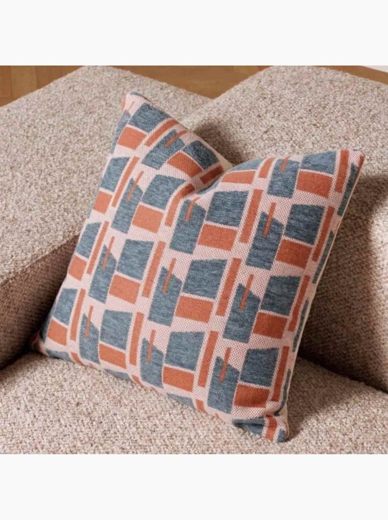 Coussin en velours jacquard motifs géométriques 40x40cm Terre cuite - Kiabi
