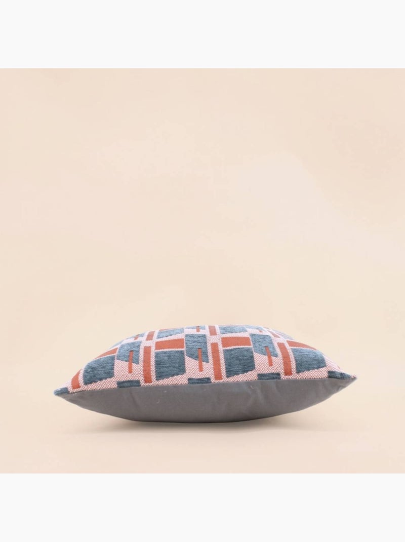 Coussin en velours jacquard motifs géométriques 40x40cm Terre cuite - Kiabi